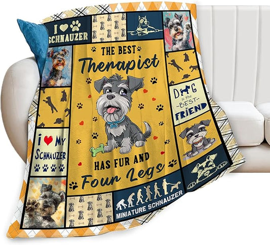 Miniature Schnauzer Dog Blanket Schnauzer Decor Throw Blanket Super Warm Soft Plush Lightweight Fleece Flannel Blanket Gifts for Dog Lovers Girls Women Boys Kids for Winter Couch Bedding 40"X50"