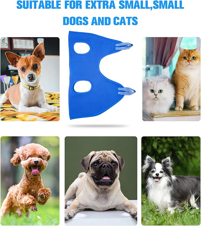 10 in 1 Pet Grooming Hammock Harness with Nail Clippers/Trimmer, Grooming Sling for Small Animals Nail Trimming/Clipping For Cat&Dog (XXS/Under 10lb Blue)