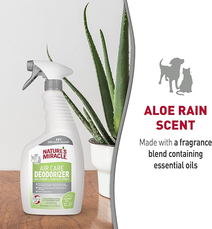 Nature’s Miracle Air Care Deodorizer Air, Fabric and Surface Spray Aloe Rain Scent, 24 Ounces, Pet Odor Eliminator