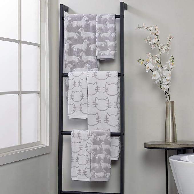 SKL Home Cat Bath Towel, White/Gray