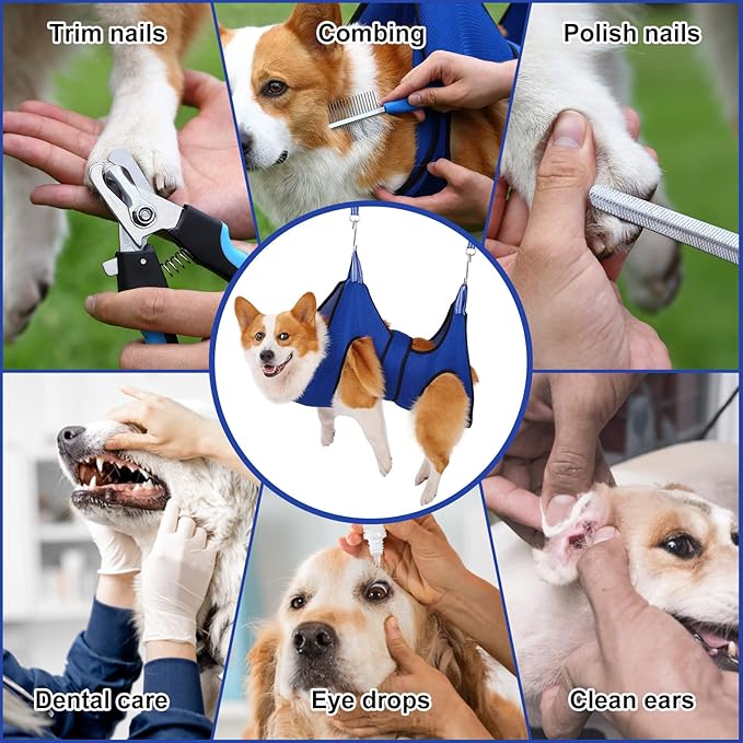Dog Grooming Hammock Pet Grooming Hammock Harness for X-Large Dogs, Dog Hammock for Grooming with Clipper/Trimmer, Dog Grooming Supplies Dog Grooming Sling for Nail Clipping/Trimming