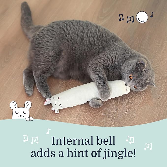 Hepper Plush Mouse Kicker Toy - Catnip Interactive Cat Toy with Bell- Durable Cat Toys for Kicking & Wrestling- Large Cat Toy for Indoor Cats Filled with Catnip- Perfect Pet Gifts for Cats