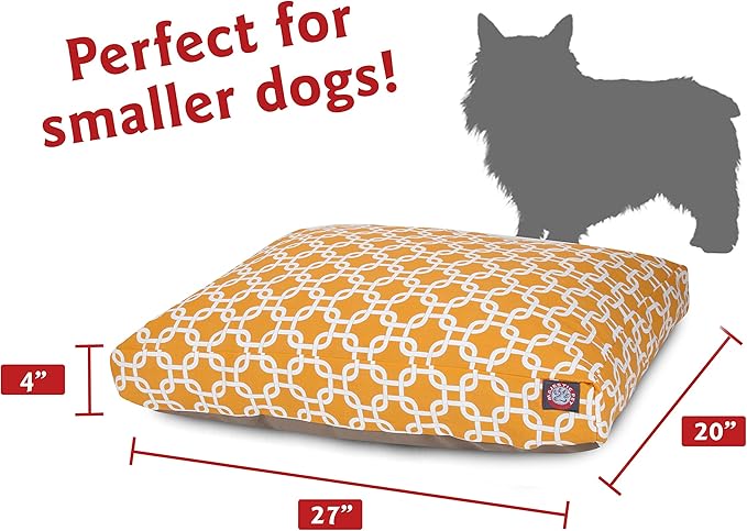 Yellow Links Small Rectangle Indoor Outdoor Pet Dog Bed With Removable Washable Cover By Majestic Pet Products
