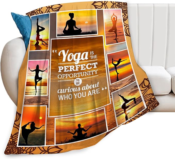 Yoga Sport Blanket Yoga Meditation Throw Blanket Ultra Soft Cozy Fleece Yoga Gift for Yoga Lover Fuzzy Plush Bedding Blankets for Kids Teens Adults Girls Boys Women Men 50"x40"