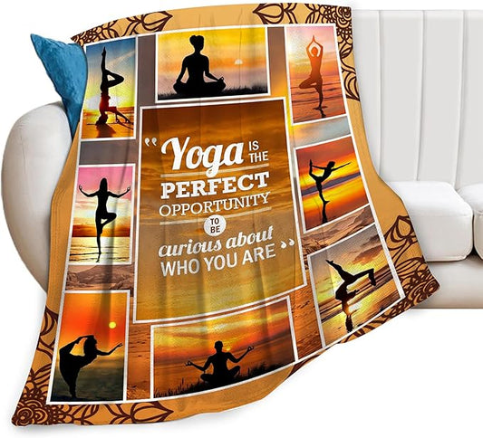 Yoga Sport Blanket Yoga Meditation Throw Blanket Ultra Soft Cozy Fleece Yoga Gift for Yoga Lover Fuzzy Plush Bedding Blankets for Kids Teens Adults Girls Boys Women Men 50"x40"
