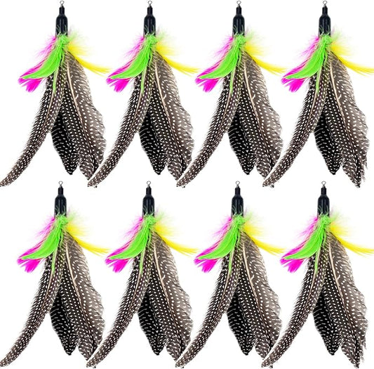 Cat Feather Toys Refills Da Bird Feather Cat Toy, 8 PCS Natural Da Bird Feathers Refill, Cat Wand Replacement Feather for Cat Toys (D)