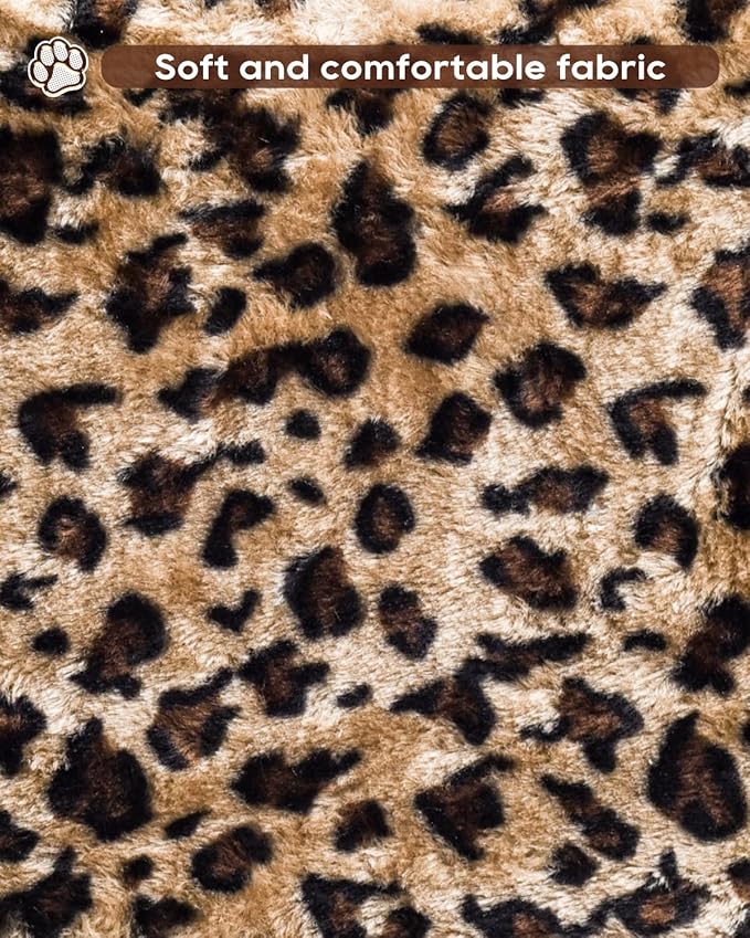 SYANDLVY Small Leopard Print Cat Tree with Perch for Indoor Cats, Cat Tower with Scratching Post, Modern Activity House for Large Cats, Condo with Board, Kittens Cave