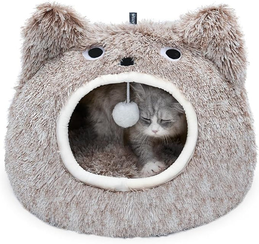 CATISM Cat Bed, Cat Beds for Indoor Cats, Cat Cave, Cat Cave for Indoor Cats, Cat Bed Cave, Large Cat Beds, Cozy Hooded Cat Bed with Soft Cushion, Removable Washable Cat Beds
