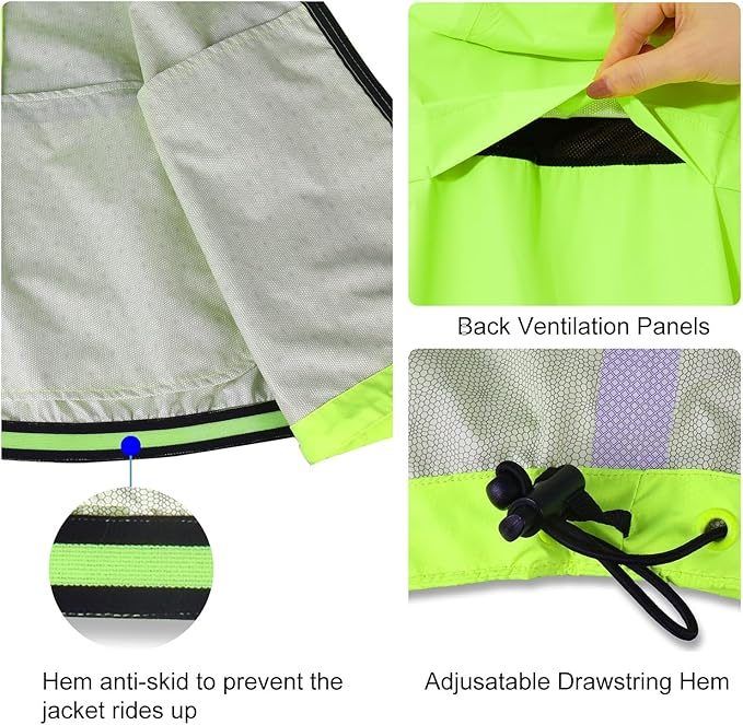 baleaf Men's Rain Jacket Waterproof Windbreaker Running Cycling Golf Hiking Gear Hood Lightweight Reflective Packable