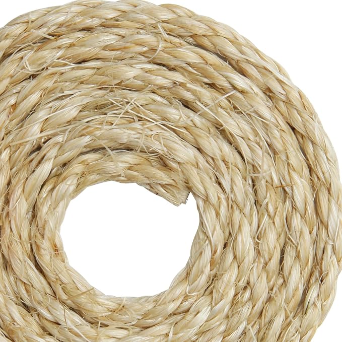 1/6 Inch Natural Sisal Rope, 164-Feet, 50m, for Cat Scratching Post, Tower, DIY Hemp Twine, Replacement, Sisal Fiber, Biodegradable, 4mm Diameter