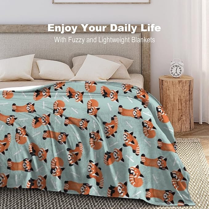 Red Panda Blanket Warm Cozy Red Panda Bamboo Flannel Throw Blanket for Travel Living Room Home Kids Adults 60"X50"
