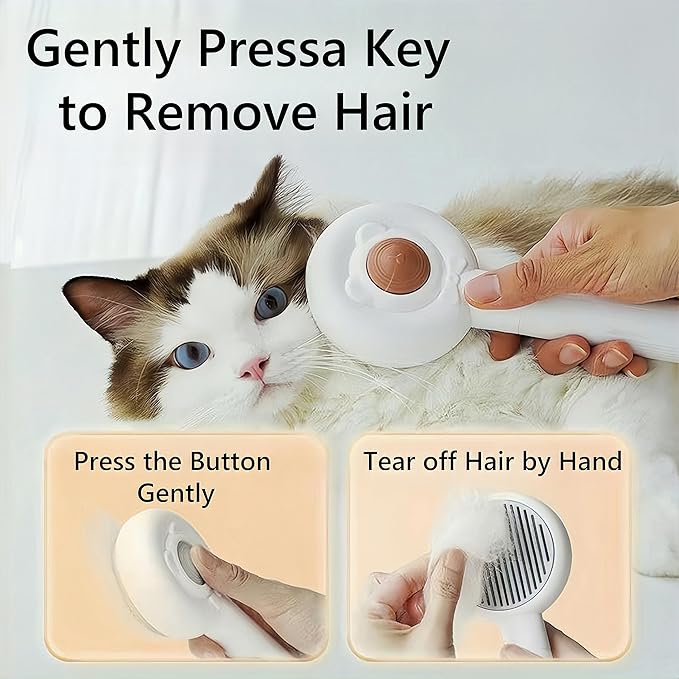 BowBow 2 in 1 Cat Brush and Nail Grinder, Rechargeable Self-Cleaning Slicker Cat/Dog Grooming Brush for Pets with Long Or Short Hair, Hair Remover & Pet Nail Grinder for Dog and Cat for Pet Grooming