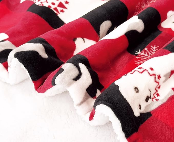 Elegant Comfort Reversible and Ultra-Plush Flannel Fleece-Winter Christmas Sherpa Throw- Lightweight Soft and Cozy-Holiday Decorative Throw, Perfect for Lounging, 50 x 60 inches, Polar Plaid Red