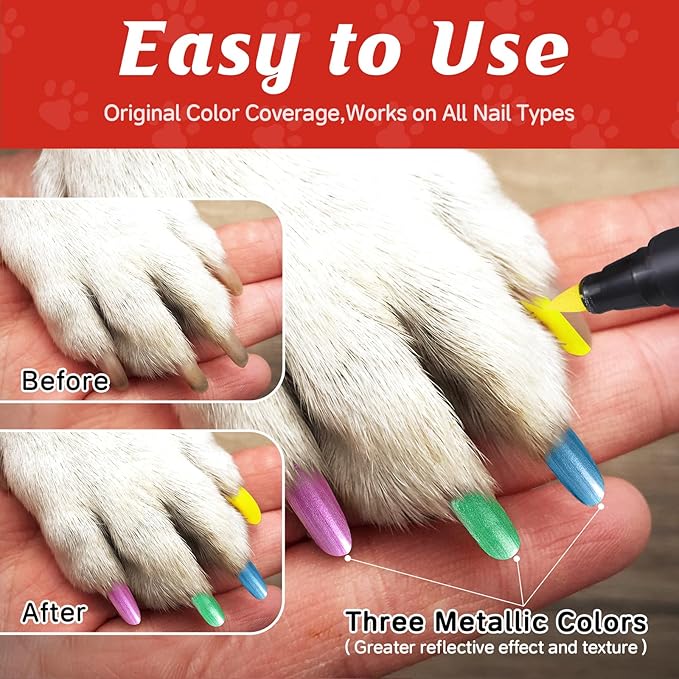 2 Set of Cherocito 12 Colors Dog Nail Polish Pens Quick Dry,Christmas Special Packaging,Safe Dog Nail Polish Set to DIY Pretty Nails, Ideal Gifts for Dogs Cats Light Dark Nails,Non-Toxic,Water-Based