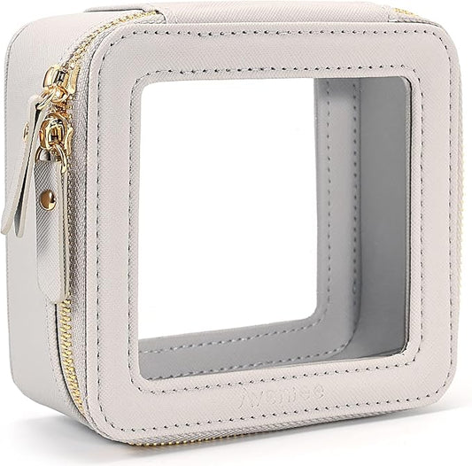 Aveniee Clear Makeup Bag Small, Mini Travel Toiletry Bag Cosmetic Bags Organizer, TSA Approved Clear Makeup Case Pouch with Zipper, Car Essentials for Women Men(Grey)