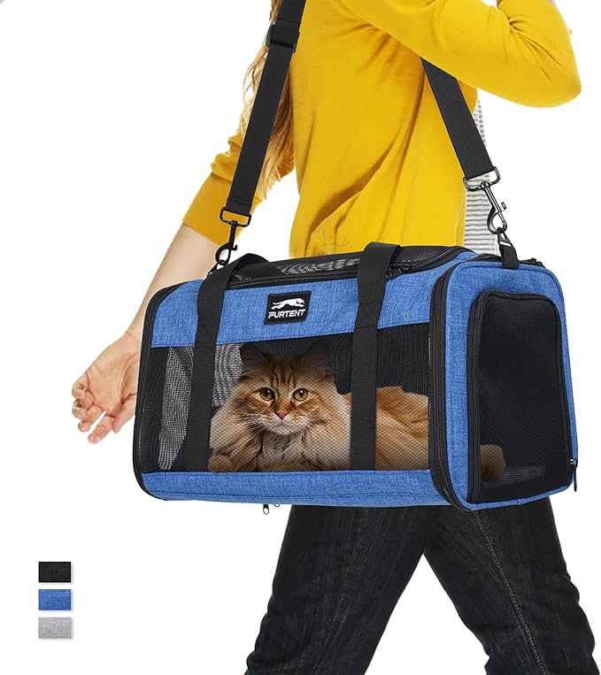 Airline Approved Pet Carrier for Cats and Small Dogs - Soft Sided, Foldable, Cat Dog Carrier Fits Pets Up to 18 lbs - Ideal for Travel, Car Rides, and Vet Visits - Dark Blue
