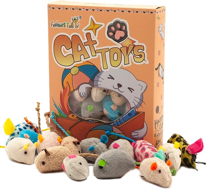 Fashion's Talk Mouse Catnip Cat Toys Soft Plush Catnip Mice Assorted Style Catnip Cat Toys Variety Pack 32 Count
