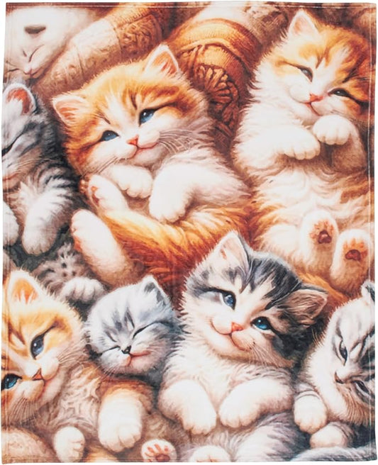 Dawhud Direct Fleece Throw Blanket - Adorable Kitten, Soft and Warm Kitten Blanket - Ideal Cat Themed Throw Blanket for Cat Lovers - Cozy Fleece Blanket for Couch, Home or Travel - 60 x 50 inches