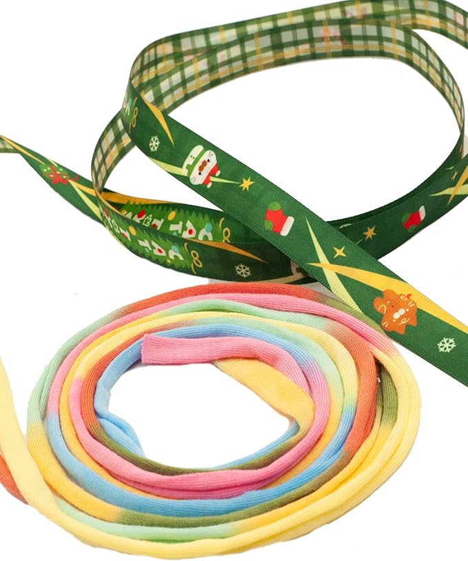 Fashion's Talk Cat Wand Interactive Fabric Teaser Wand Kitten, Christmas Ribbons Wand Rainbow Teaser Toys for Indoor Cats Kitty Colorful Cat Teaser Wand