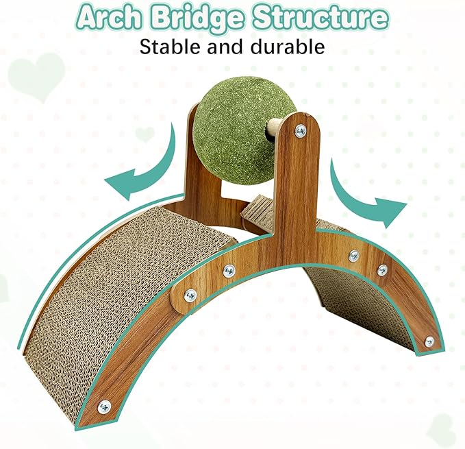 Fhiny Kitten Scratching Pad, 2-in-1 Cardboard Kitten Scratcher with Large Catnip Ball Small Corrugated Sloped Kitty Toy Multi-Faceted Scratch Post Thickened Board Scratch for Cats Kitty Bunny