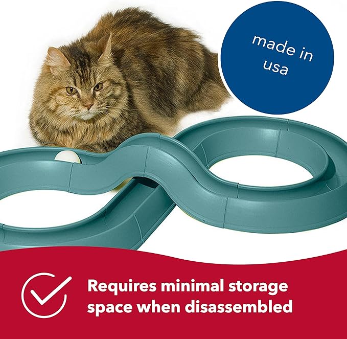 Coastal Pet Turbo Track Cat Toy - Cat Ball Toy & Racetrack - Easy Assembly - Slate Blue (1 Pack)
