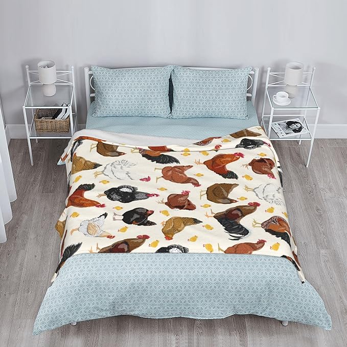 Chicken Soft Throw Blanket Flannel Fleece Blankets Warm Cozy Lightweight Fuzzy Blanket for Bed Sofa Couch Home Decor 80"X60"
