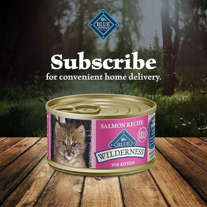 Blue Buffalo Wilderness Natural High Protein Grain Free Salmon Pate Wet Food for Kittens, 3 oz., Case of 24