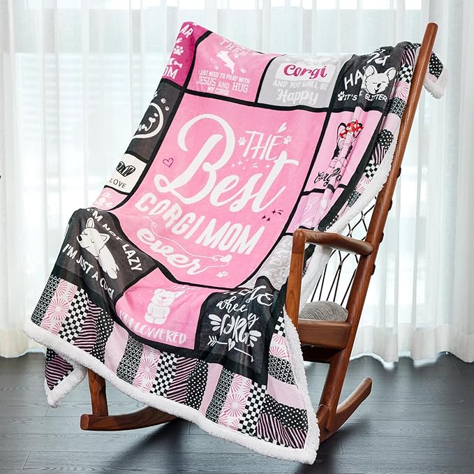 Corgi Mom Sherpa Blanket for Dog Lovers Women Best Corgi Mom Ever 50”x60” Sherpa Blanket Christmas Dog Themed Gifts for Girls