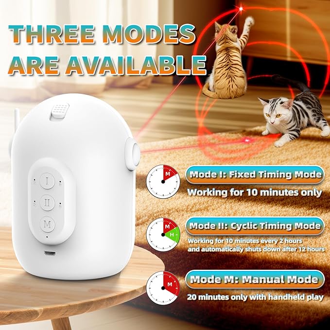 Laser Cat Toys for Indoor Cats, [2025 Newly Upgraded] Automatic Laser Pointer Interactive Toys for Bored Indoor Adult Cats/Kittenes, Real Trajectory Motion Activated Cat Laser Toy Rechargeable