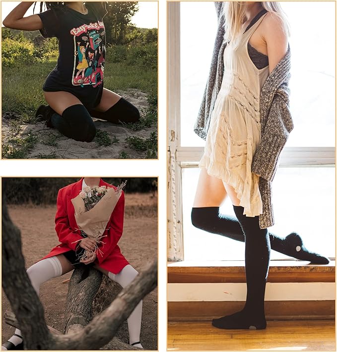 Bevigorio Thigh High Over the Knee Socks Long Knee High Socks for Women Stockings Boots Daily Wear Cosplay