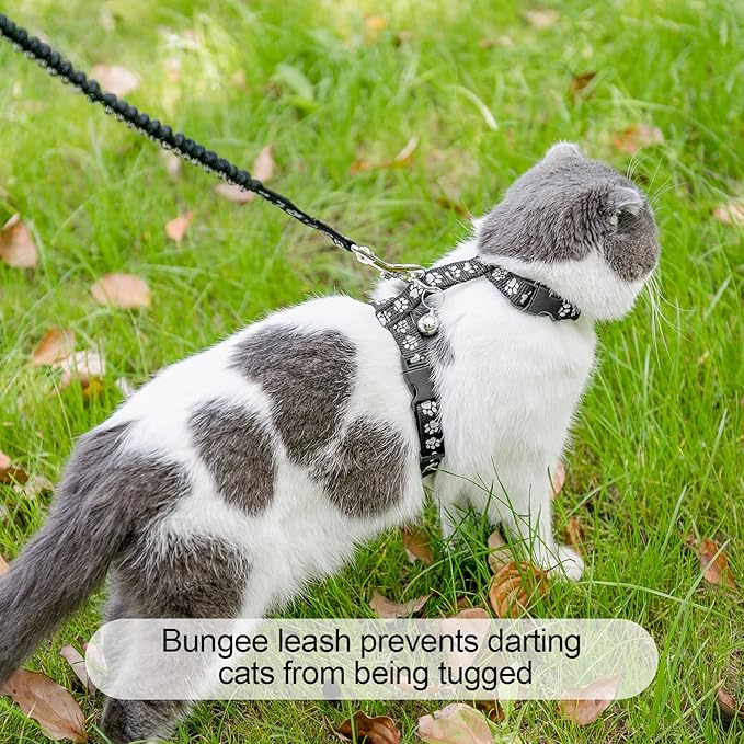 BEAUTYZOO Cat Harness and Leash Set Escape Proof for Walking, Kitten Soft Adjustable Vest Harnesses for Small Medium Large Cats, Easy Control Breathable Plaid Ribbon Nylon for Outdoor Indoor Use