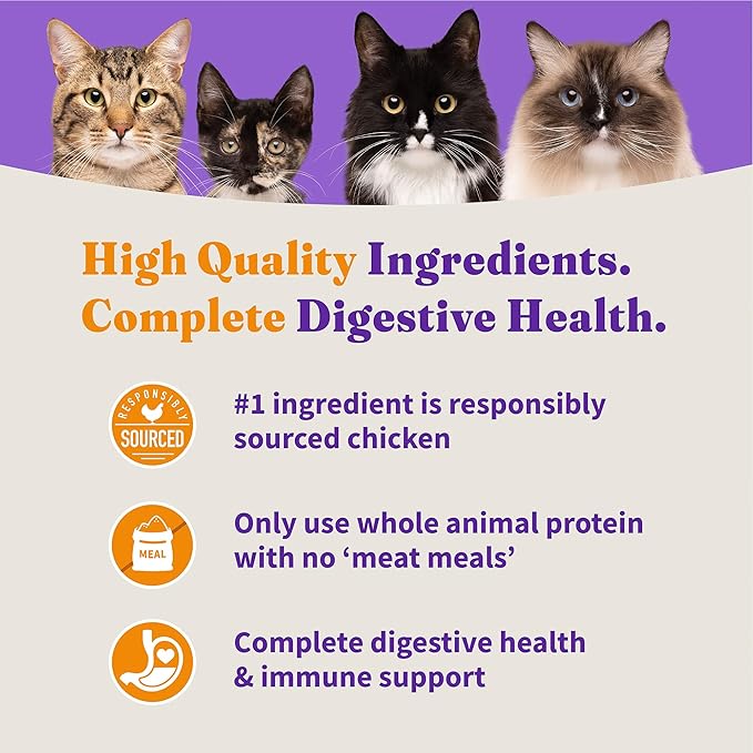 Halo Holistic Kitten Food Dry, Grain Free Cage-free Chicken Recipe, Complete Digestive Health, Dry Cat Food Bag, Kitten Formula, 3-lb Bag