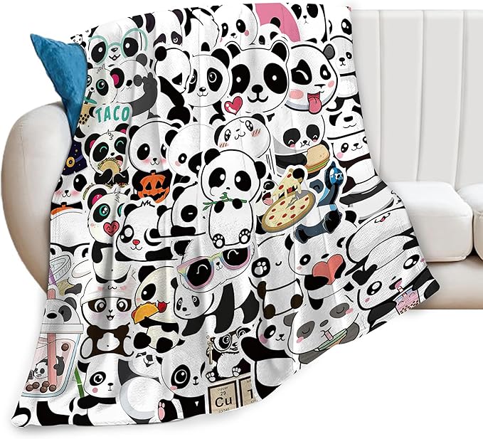 Cute Panda Blanket Panda Gifts Soft Cozy Panda Plush Throw Blanket Super Warm Fleece Fuzzy Bedding Blanket for Kids Girls Boys Women Bed Decor Stuff 40"X50"