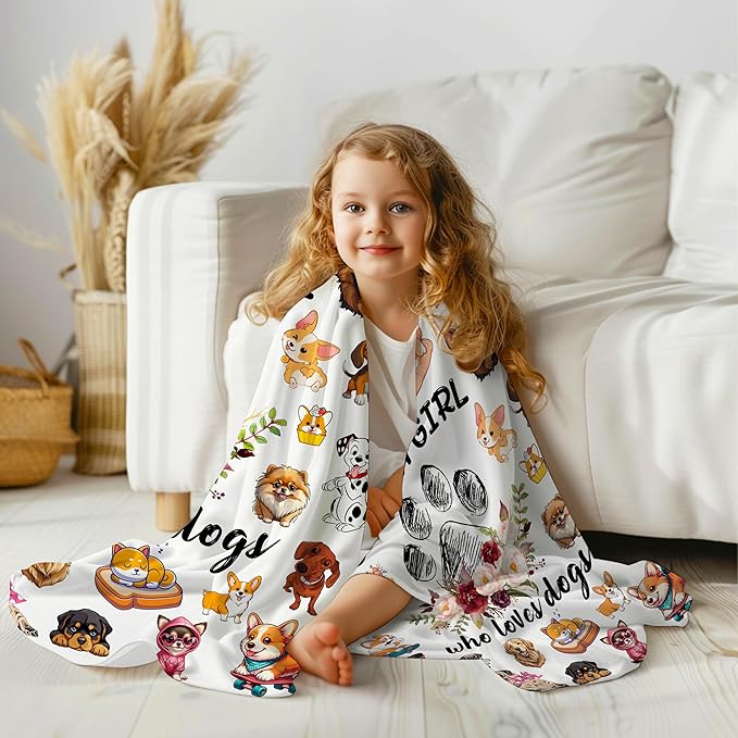 Dog Blanket Gifts for Girls Women, Dogs Blankets Gifts for Dog Lovers, Dogs Birthday Gifts Decor Throw Blanket 50" x 40"
