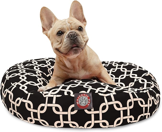 Black Links Small Round Indoor Outdoor Pet Dog Bed With Removable Washable Cover By Majestic Pet Products