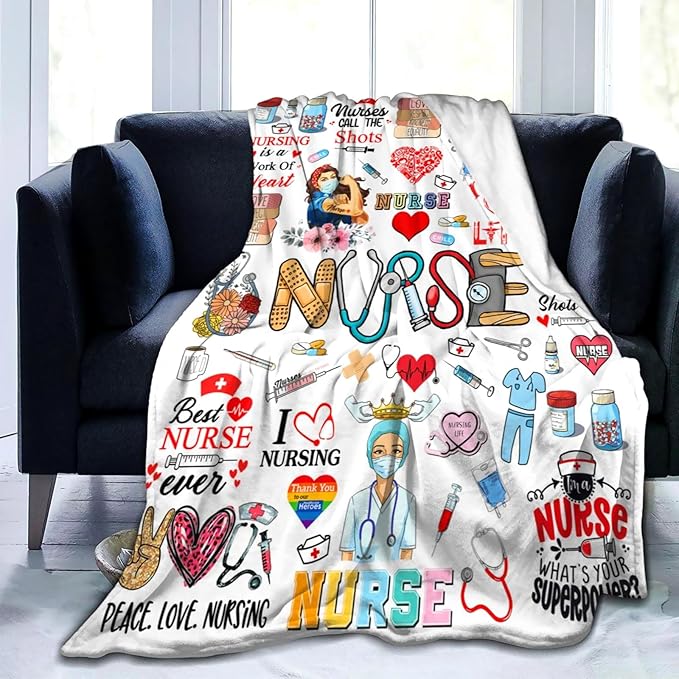 Nurse Gifts Blanket for Women Blankets Throw Plush Stuff Nurse Practitioner Gifts Best Nurses Ever Nurse's Day Gift for Nurses Graduation Appreciation Gift Ideas 80"X60"