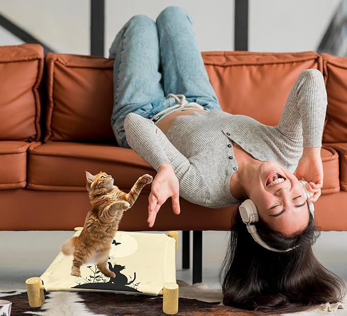 Cozy Butterfly Flower Cat Beds, Wooden Hammock Bed for Indoor Cats, All Seasons Comfort, Cat Bed Also Suitable for Small Dogs, Pet Beds