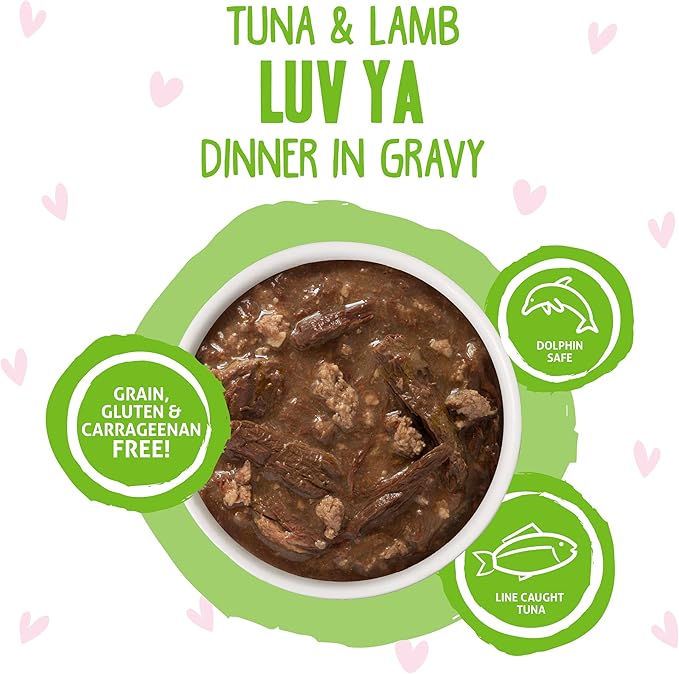 Weruva B.F.F. OMG - Best Feline Friend Oh My Gravy!, Tuna & Lamb Luv Ya with Tuna & Lamb in Gravy Cat Food, 3oz Pouch (Pack of 12)