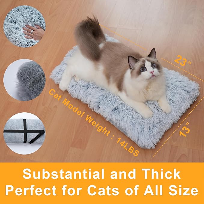 23"x12" Big Fluffy Cat Bed Mat/Pet Cushion,Refurbish Cat Window Perch Accessory,Double Sided,Easy Fasten & Remove, Adjustable Velcro Strap,Upholster Pet Furniture,Portable Pillow,Seat,Pad