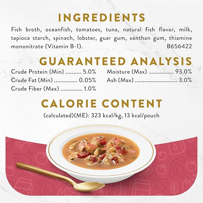 Purina Fancy Feast Lickable Wet Cat Food Broth Topper Seafood Bisque and Accents of Real Lobster - (Pack of 16) 1.4 oz. Pouches