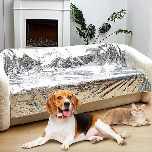 Kigley Pet Deterrent Mat to Keep Dogs Off Bed Couch and Furniture 72x56.3x0.04in Pain Free Couch Mat Non Electric Pet Repellent Mat Cats Dogs Couch Cover to Keep Pets Off Sofa Couch (Khaki)