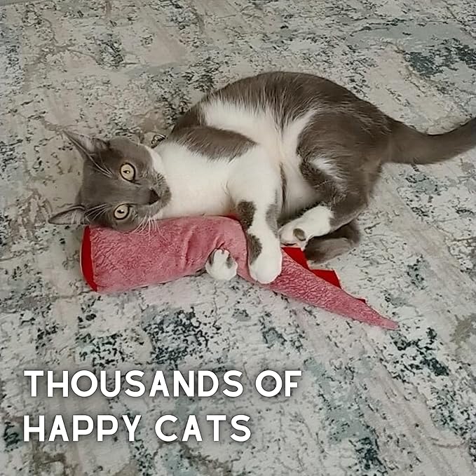 Large Cat Toy Dino, Catnip Matatabi Silvervine Filled Help Relief Stress Interactive Indoor Cat Kicker with Bell and Smell(Pink)