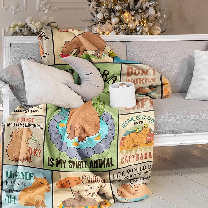 Capybara Gifts for Girls Boys Women Men, Birthday Decorations Gifts for Capybara Lovers Throw Blanket 60" X 50"