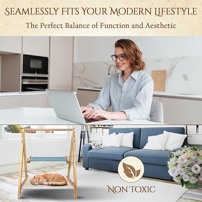 Cat Hammock Bed – The Premium Choice in Cat Beds for Indoor Cats Washable for Ultimate Comfort. 26" L x 21" W x 32" H