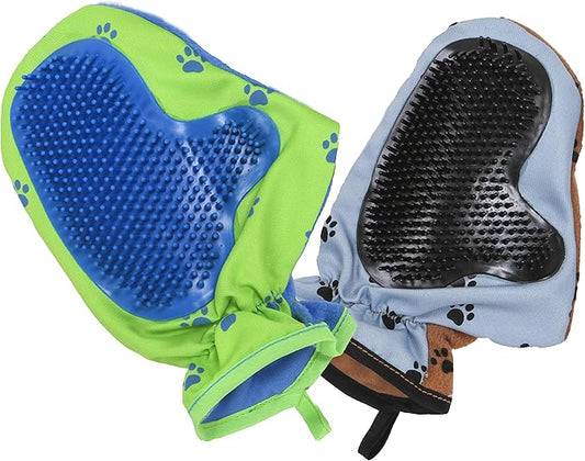 FURemover Pet Grooming Mitt, Scratch Free Dog Grooming Mitt Suitable for Long & Short-Haired Breeds, Set of 2, Colors May Vary, FMB2P12-AMZ