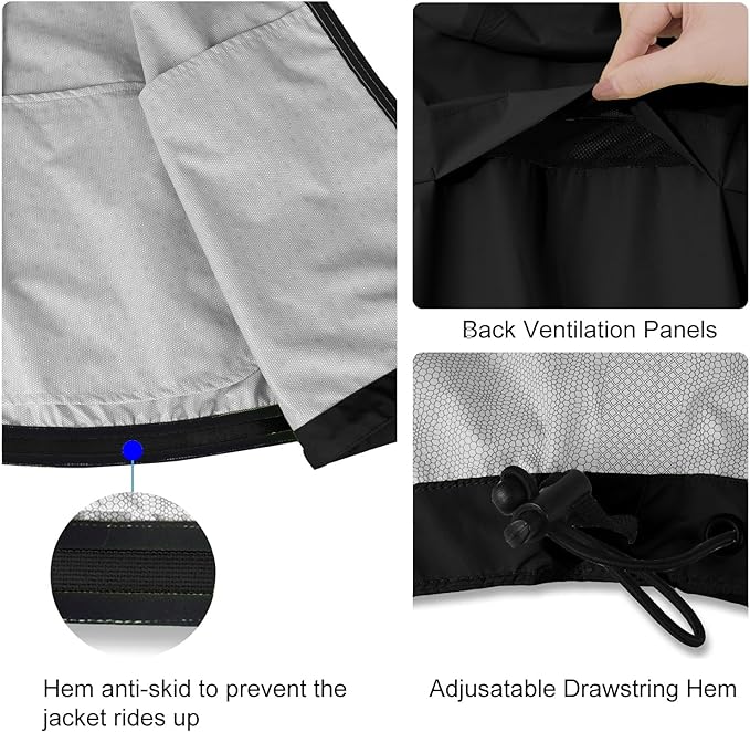 baleaf Men's Rain Jacket Waterproof Windbreaker Running Cycling Golf Hiking Gear Hood Lightweight Reflective Packable