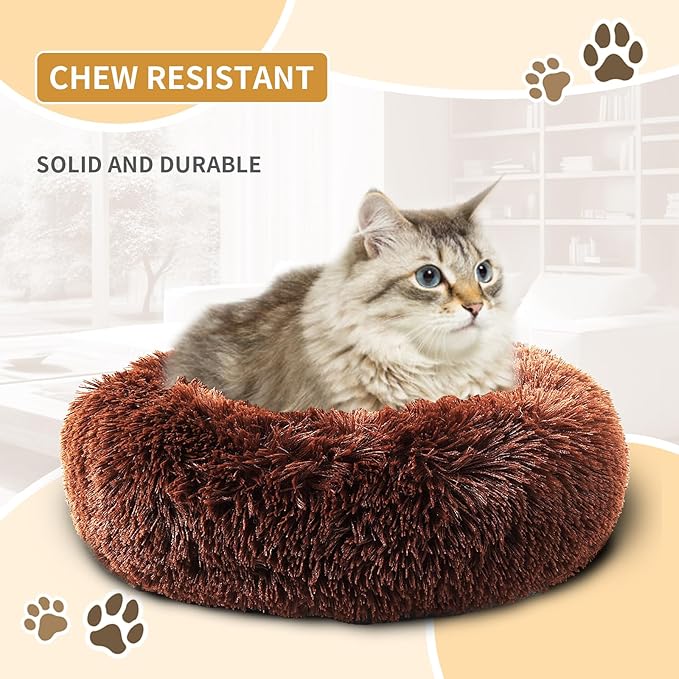 Dog Bed Comfiest Indoor Calming Waterproof Bedding Washable Fluffy Chew Proof Self Warming Cozy for Small Pets at Home