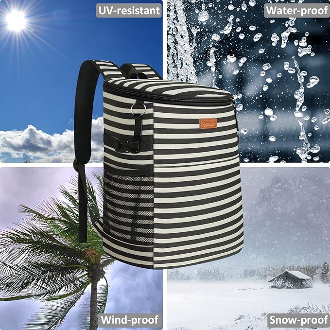 Camping Cooler Backpack 30 Cans, Soft Backpack Coolers Insulated Leak Proof Travel Cooler Bag Waterproof Lunch Picnic Beach Work Trip Thermal Bag Drink Beverage Beer Bag Cooler