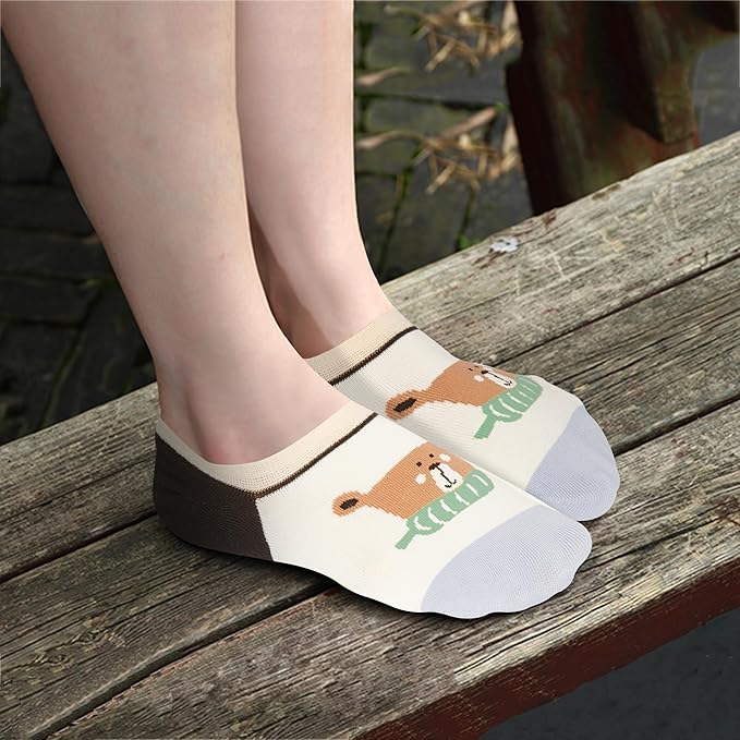 Benefeet Sox Womens Girls Cute No Show Liner Socks Non Slip Funny Patterned Low Cut Socks Novelty Cotton Loafer Footies Sock