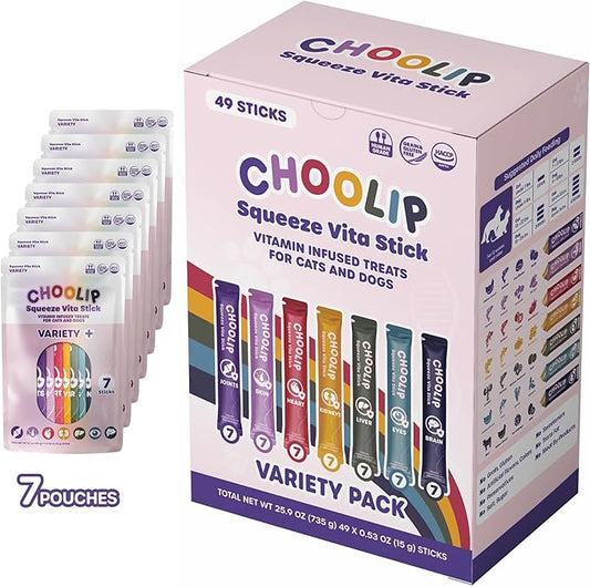 Squeeze Vita Stick Lickable Treats for Dogs & Cats. 49 Variety Support Sticks with Essential multivitamins. Soft and Tasty Paste for All Life Stages